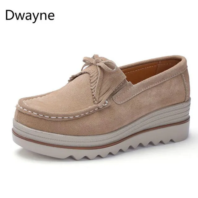 Dwayne Women Flats Platform Loafers Ladies Elegant Genuine Leather Moccasins Shoes Woman Autumn Slip On Casual Women's Shoes Loafers History