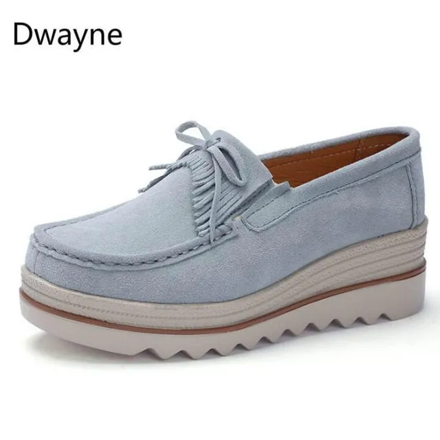 Dwayne Women Flats Platform Loafers Ladies Elegant Genuine Leather Moccasins Shoes Woman Autumn Slip On Casual Women's Shoes Loafers Zebra