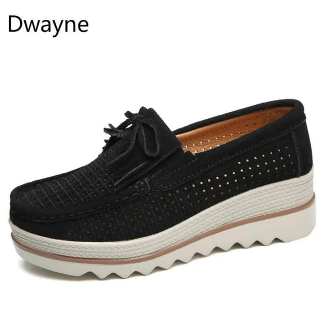Loafers Wikipedia Dwayne Women Flats Platform Loafers Ladies Elegant Genuine Leather Moccasins Shoes Woman Autumn Slip On Casual Women's Shoes