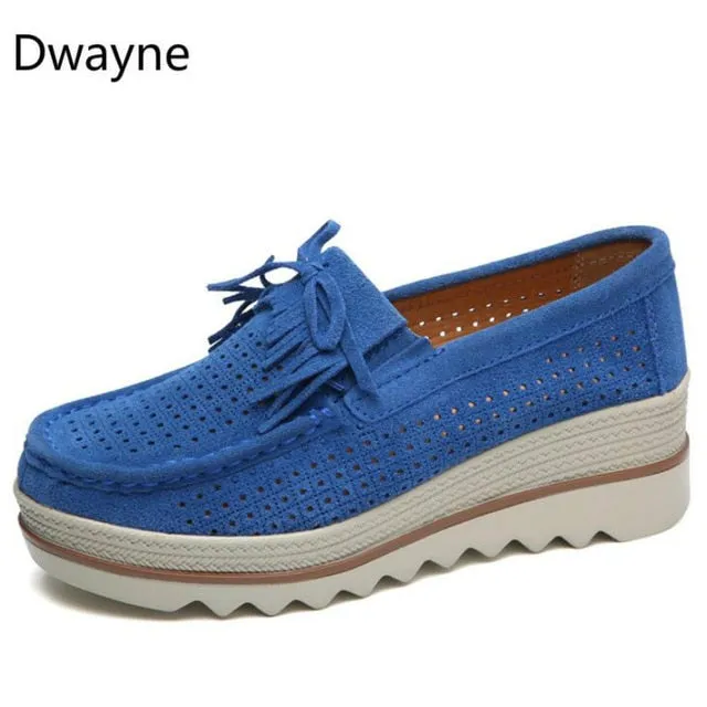 Dwayne Women Flats Platform Loafers Ladies Elegant Genuine Leather Moccasins Shoes Woman Autumn Slip On Casual Women's Shoes Loafers Food