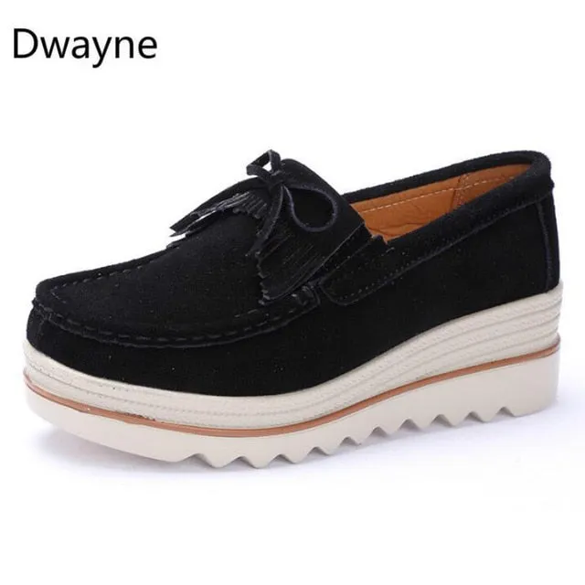 Dwayne Women Flats Platform Loafers Ladies Elegant Genuine Leather Moccasins Shoes Woman Autumn Slip On Casual Women's Shoes H And M Loafers