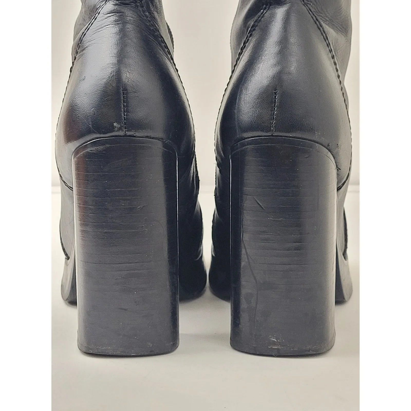 Adidas Width Shoes Steve Madden Y2K Style Chunky Heel Platform Black Boots Size 8.5