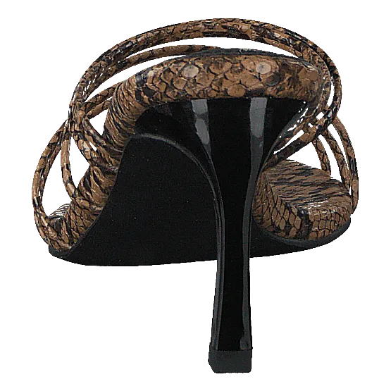 Strappy Pointy Sandals Snake Down Feather Slippers