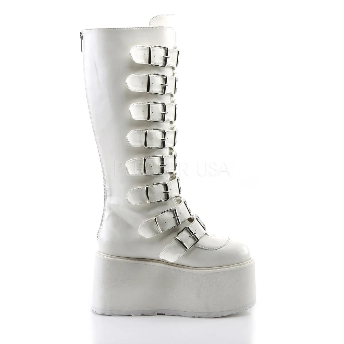 3 Inch Platform DAMNED-318 White Pu Best Selling Steel Toe Work Boots
