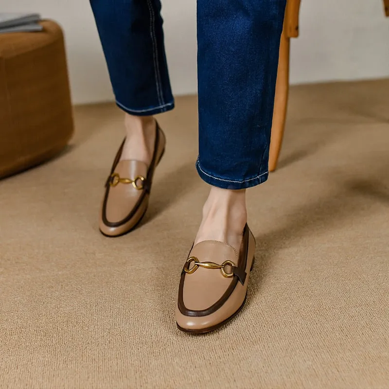 Varsimoc Leather Loafers Purpdrank - Spring New Genuine Leather Women Shoes Fashion Retro Slip-On Loafers Shoes Round Toe Shoes Woman Zapatos De Mujer Flats