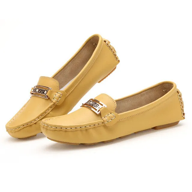 Massimo Dutti Loafers Summer genuine leather women flats shoes female casual flat Slip On loafers Plus Size ladies red shoes black women's nurse shoes