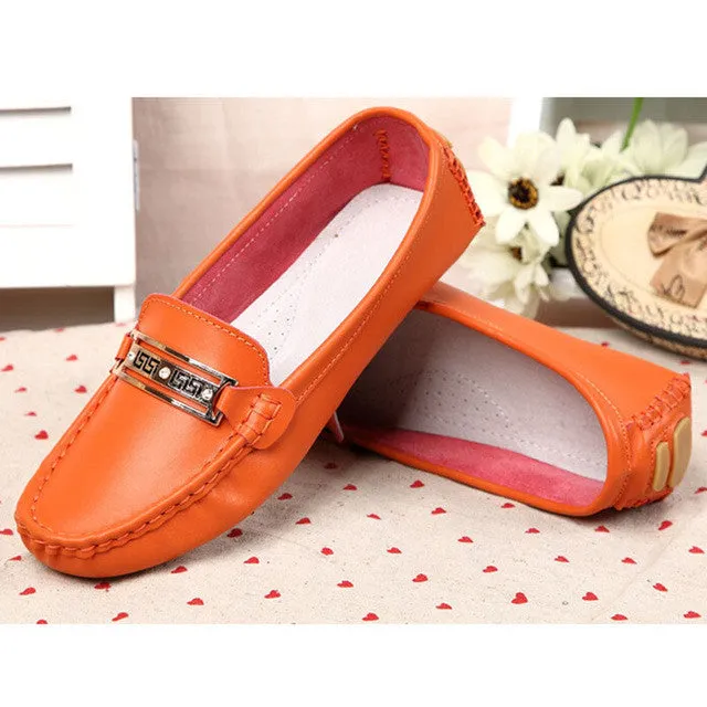 Madewell Loafers Summer genuine leather women flats shoes female casual flat Slip On loafers Plus Size ladies red shoes black women's nurse shoes