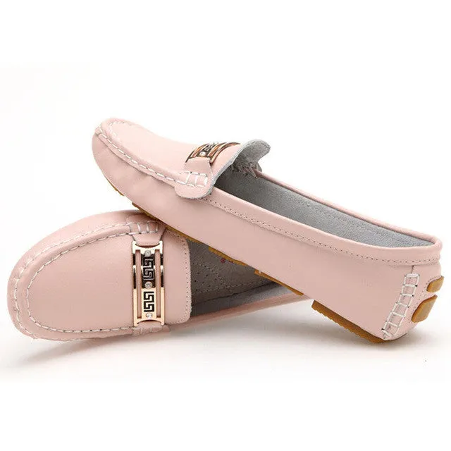 Types Of Penny Loafers Summer genuine leather women flats shoes female casual flat Slip On loafers Plus Size ladies red shoes black women's nurse shoes