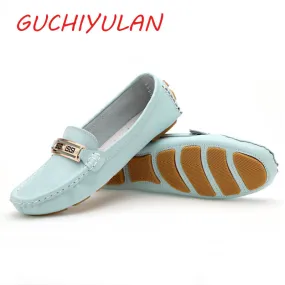 Chinos And Loafers Summer genuine leather women flats shoes female casual flat Slip On loafers Plus Size ladies red shoes black women's nurse shoes