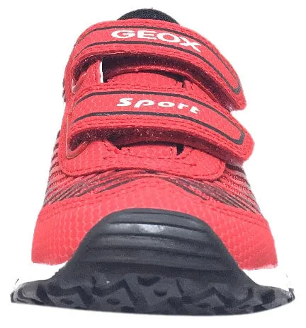 Geox Boy's Bernie Red & Black Double Hook and Loop Strap Sneaker Best Running Shoes In Asics