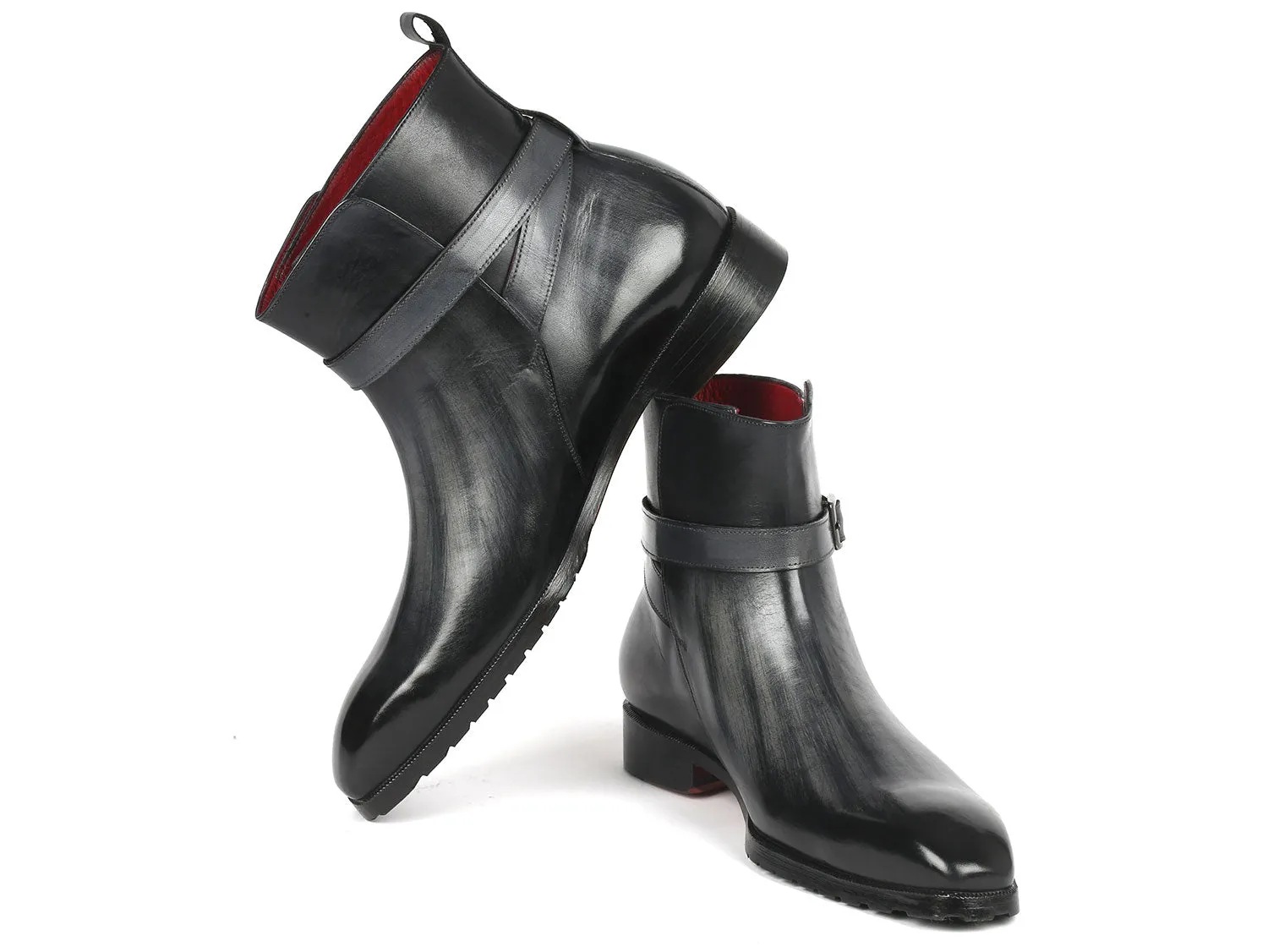 Patent Leather Knee Boots Paul Parkman Men's Gray Patina Jodhpur Boots (955GRY57)