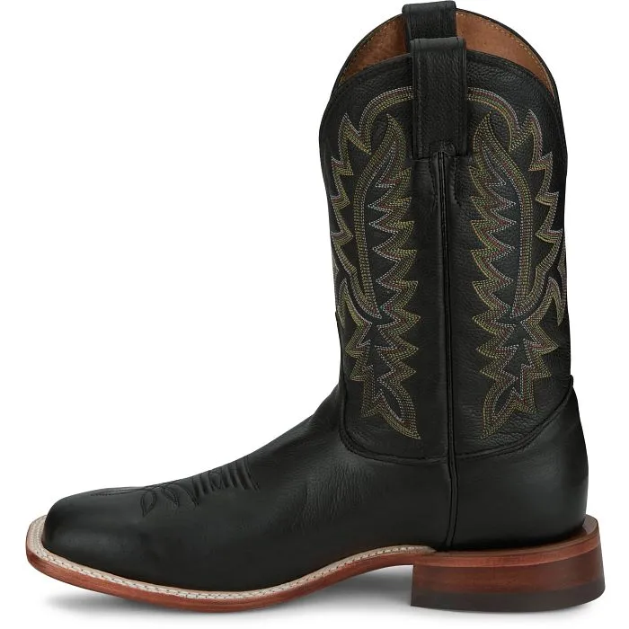 Justin Men's Poston Jet Black Cowhide Boot Work Boots With Wide Toe Box