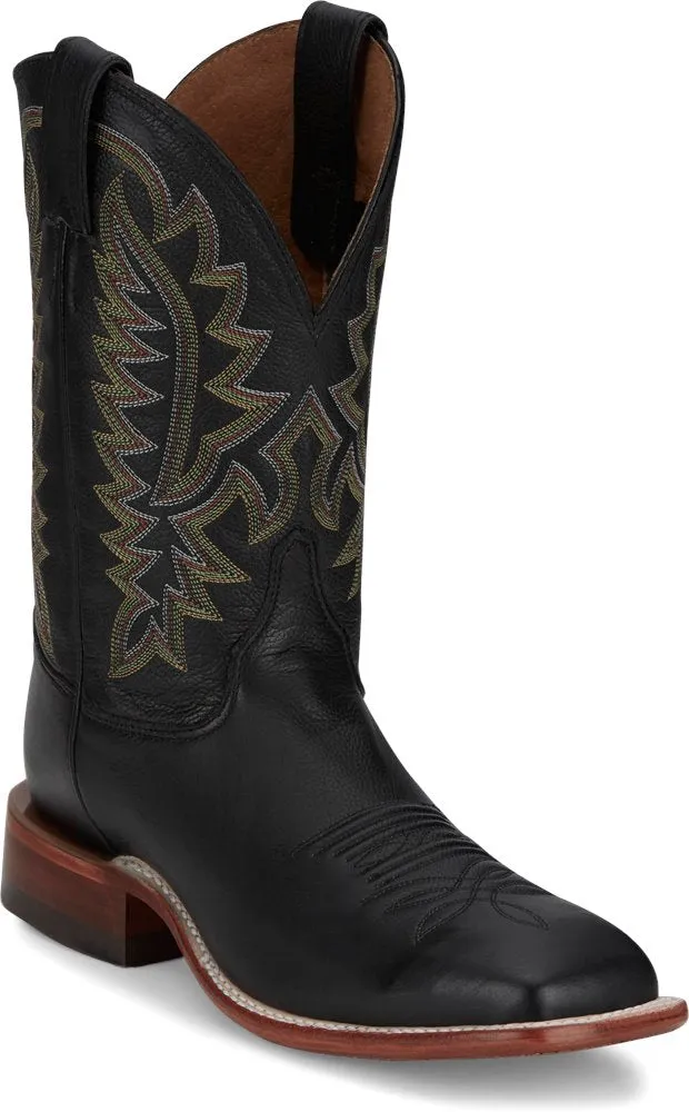 Justin Men's Poston Jet Black Cowhide Boot Cork Sole Work Boots