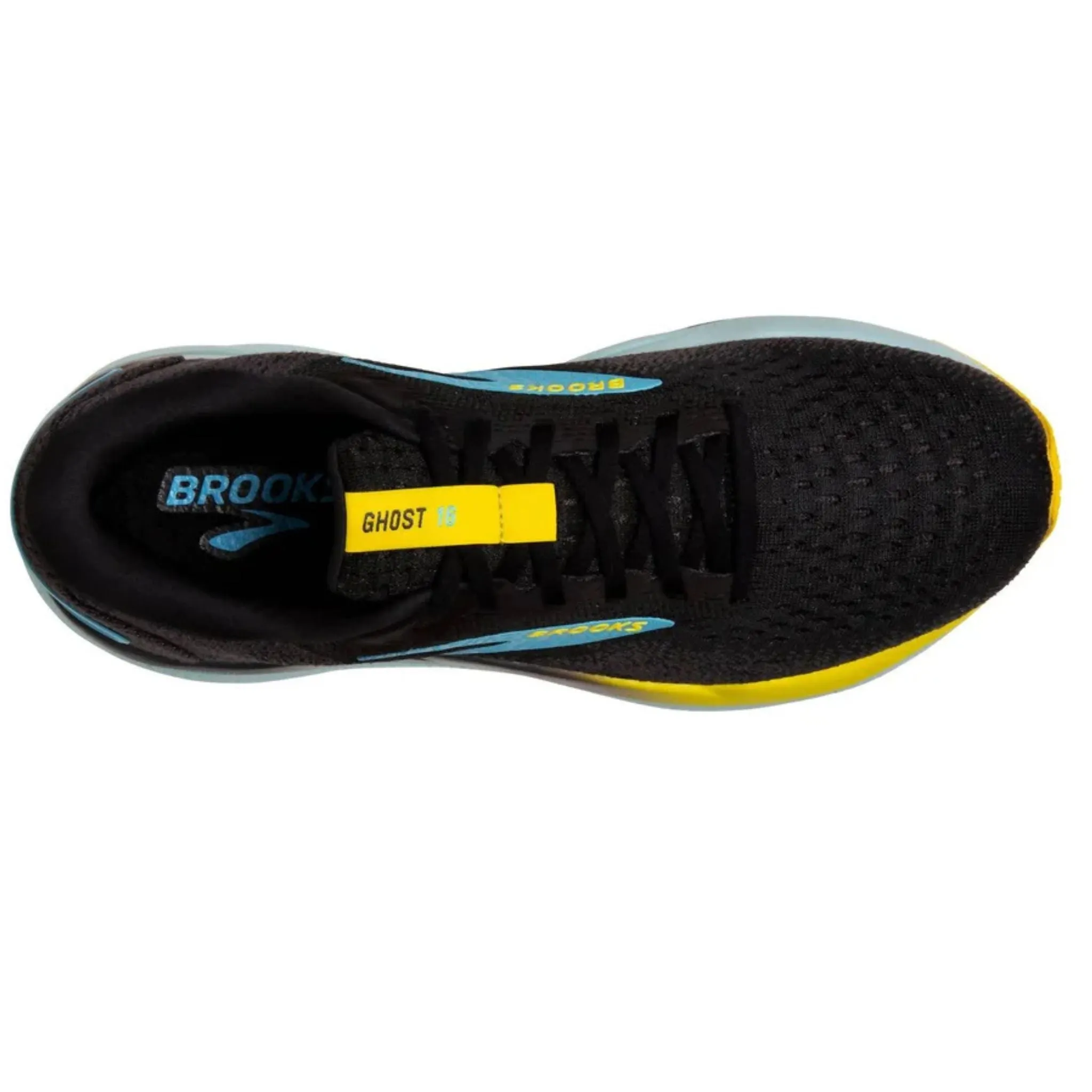 Brooks Men's 110418 029 Ghost 16 Black Forged Iron Blue Cushion Support Running Shoes Asics Rocker Sole Shoes