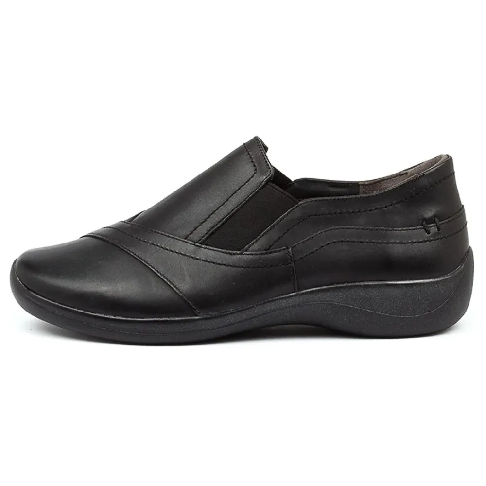 Ziera Java Black Leather Slip-On (Women's) Hoka Shoes Feet