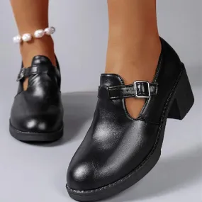 Women's Deep Vamp Chunky Heel with Belt Buckle Single Shoes 46837437C Asics Vintage Running Shoes