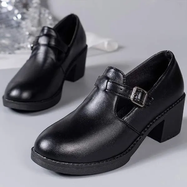 Women's Deep Vamp Chunky Heel with Belt Buckle Single Shoes 46837437C Asics Gel Nimbus 18 Nyc Running Shoe