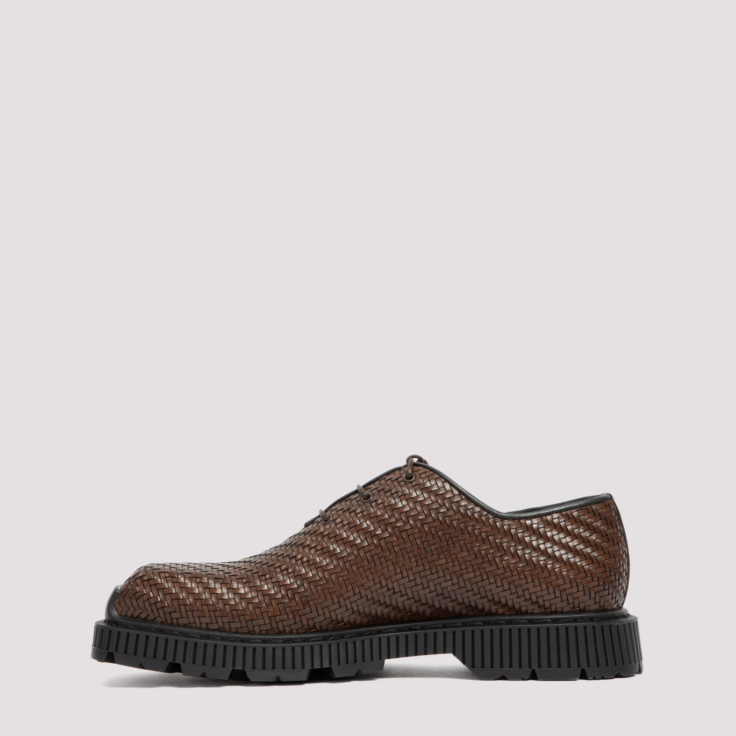 Loafers Lug Sole Berluti Woven Effect Lace-Up Shoes