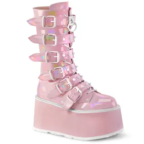 Best Rated Waterproof Work Boots 3 Inch Platform DAMNED-225 Baby Pink Holo
