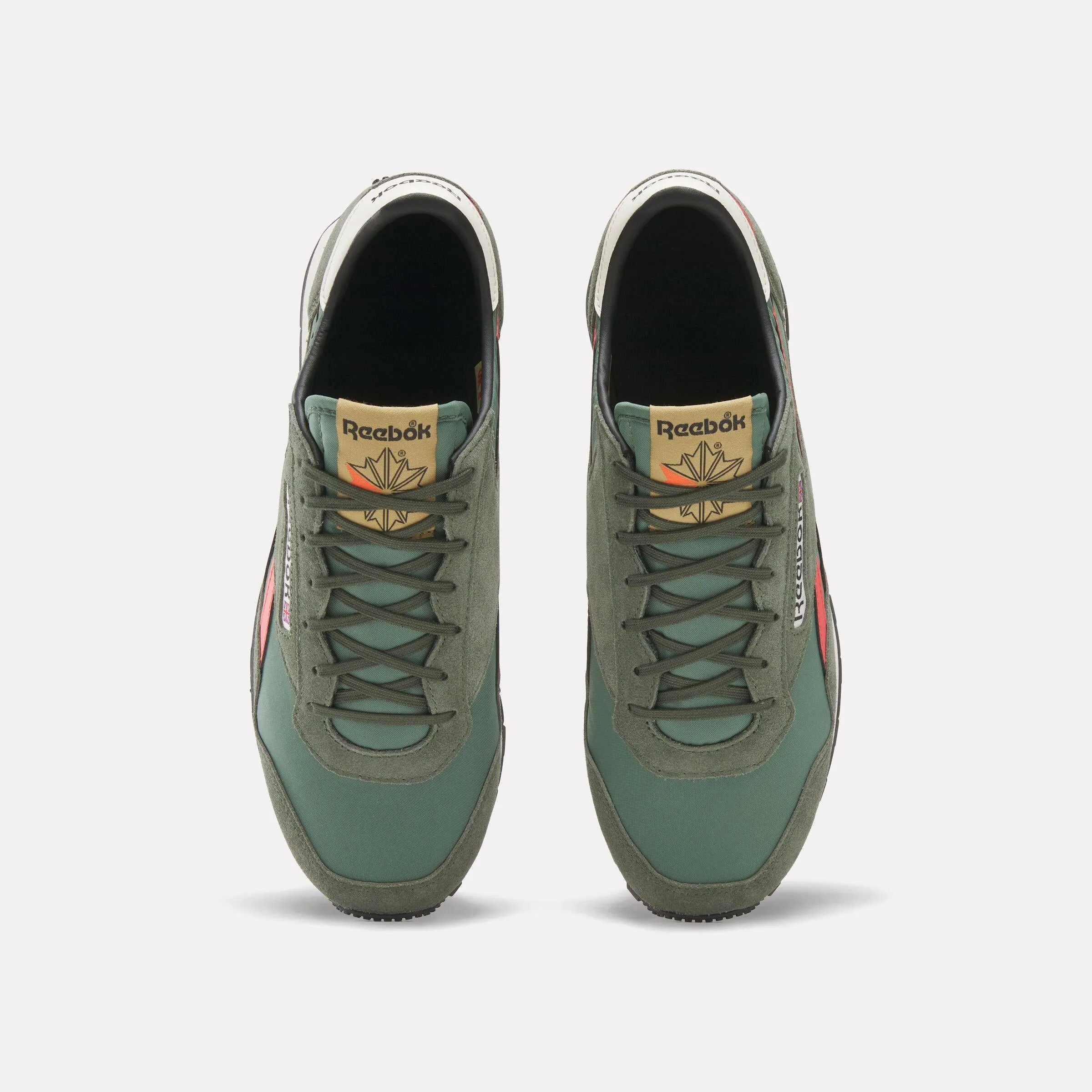 Reebok Footwear Men Aztec II Shoes GRIT GREEN/SEMI ORANGE FLARE/A Asics Shoes No Laces