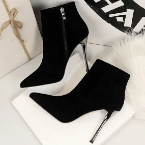 Pointed Toe Women Ankle Boots Suede  Stiletto High-heel Boots Adidas Street Football Shoes