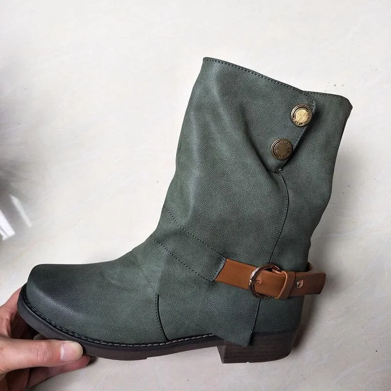 Low Heel Mid Calf Rider Boot Adidas Shoes Wide Sizes