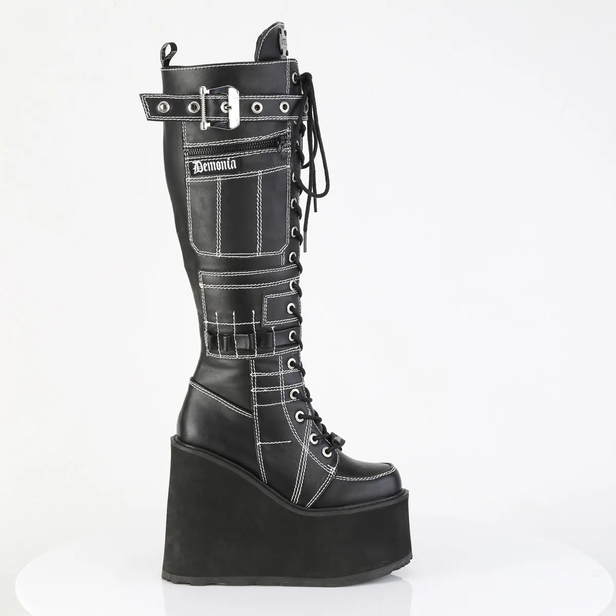 Adidas Streetball Shoes SWING-260 DemoniaCult Black Vegan Leather Sexy Women's Mid-Calf & Knee High Boots (Alternative Footwear)