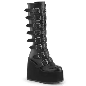 Adidas Gazelle Shoe Size SWING-815 DemoniaCult Black Vegan Leather Sexy Women's Mid-Calf & Knee High Boots (Alternative Footwear)