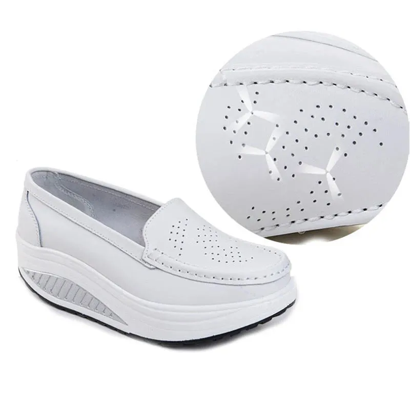 Spring Autumn Women Platform Loafers Shoes Ladies Genuine Leather Hollow Casual Shoes Woman Slip on Moccasins Creepers WSH3295 Donald J Pliner Loafers