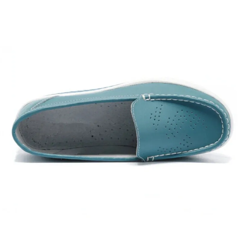Sandals Loafers Spring Autumn Women Platform Loafers Shoes Ladies Genuine Leather Hollow Casual Shoes Woman Slip on Moccasins Creepers WSH3295