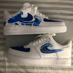 Tokyo Marathon Asics Shoes Custom Air Force 1 White Blue Ocean Waves