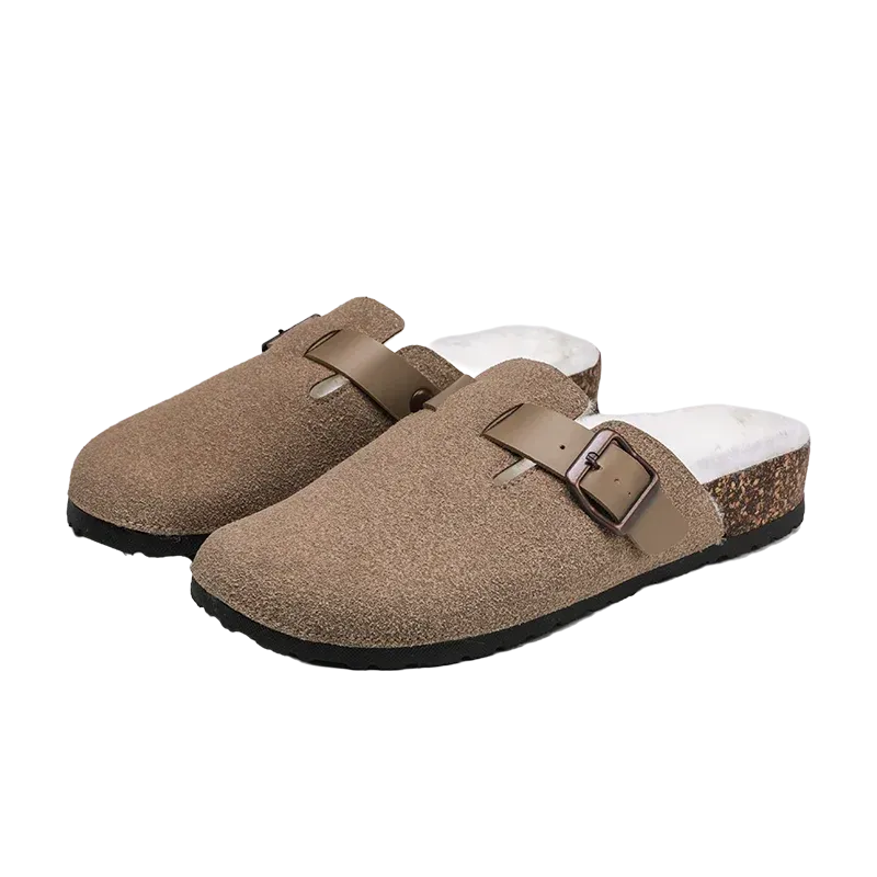 Half Pack Cotton Boken Shoes Men Slippers Autumn and Winter New Item Cowhide Real Wool Half Pack Boken Oak Sole External Sandal Rockstud Slides