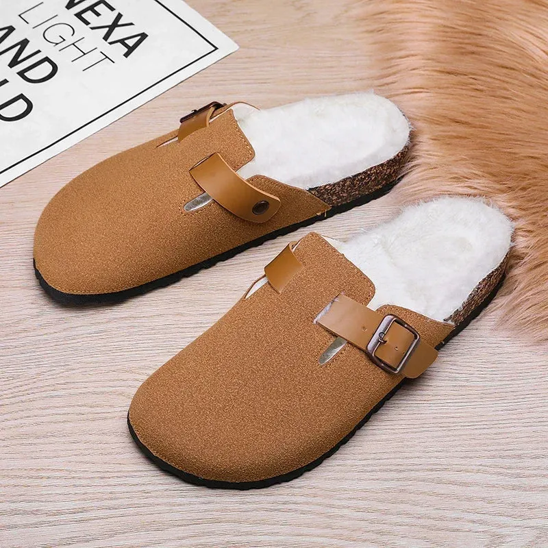 Big Shoes Slippers Half Pack Cotton Boken Shoes Men Slippers Autumn and Winter New Item Cowhide Real Wool Half Pack Boken Oak Sole External Sandal