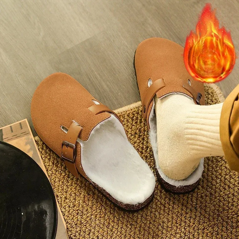 Half Pack Cotton Boken Shoes Men Slippers Autumn and Winter New Item Cowhide Real Wool Half Pack Boken Oak Sole External Sandal Slippers Buy