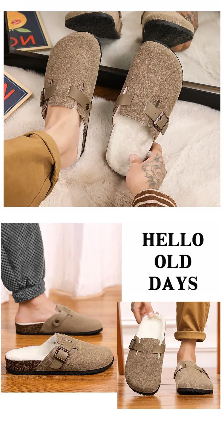 Ugg Tasman Slippers Half Pack Cotton Boken Shoes Men Slippers Autumn and Winter New Item Cowhide Real Wool Half Pack Boken Oak Sole External Sandal