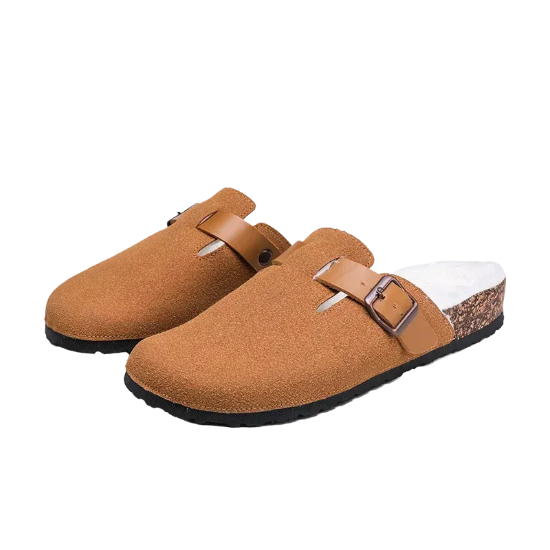 Easy To Knit Slippers Half Pack Cotton Boken Shoes Men Slippers Autumn and Winter New Item Cowhide Real Wool Half Pack Boken Oak Sole External Sandal