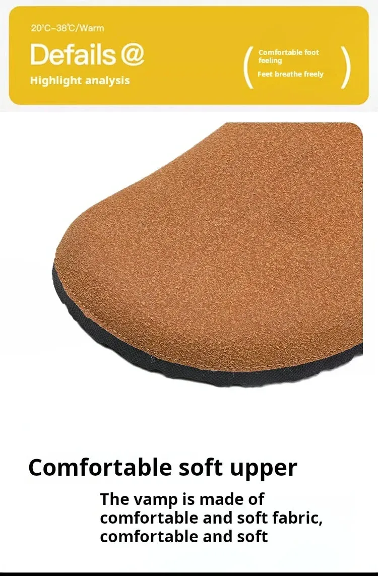 Half Pack Cotton Boken Shoes Men Slippers Autumn and Winter New Item Cowhide Real Wool Half Pack Boken Oak Sole External Sandal Slippers With Wedge Heel