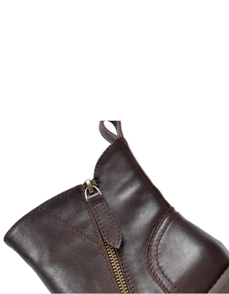 Handmade Double Zipper Chelsea Chunky Heel Boots with Fur Adidas Cloudfoam Shoes