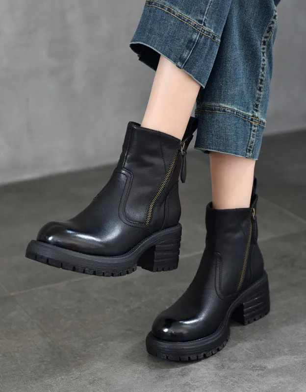 Handmade Double Zipper Chelsea Chunky Heel Boots with Fur Adidas Lace Shoes