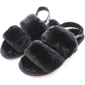 Women's House Fuzzy Sandals Slipper(Black) Swimming Pool Slippers