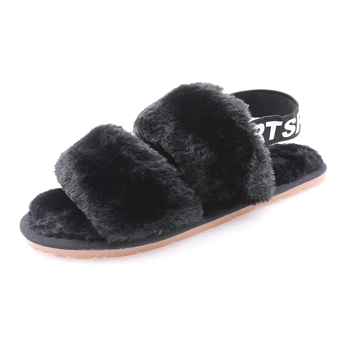 Women's House Fuzzy Sandals Slipper(Black) Acorn Slippers