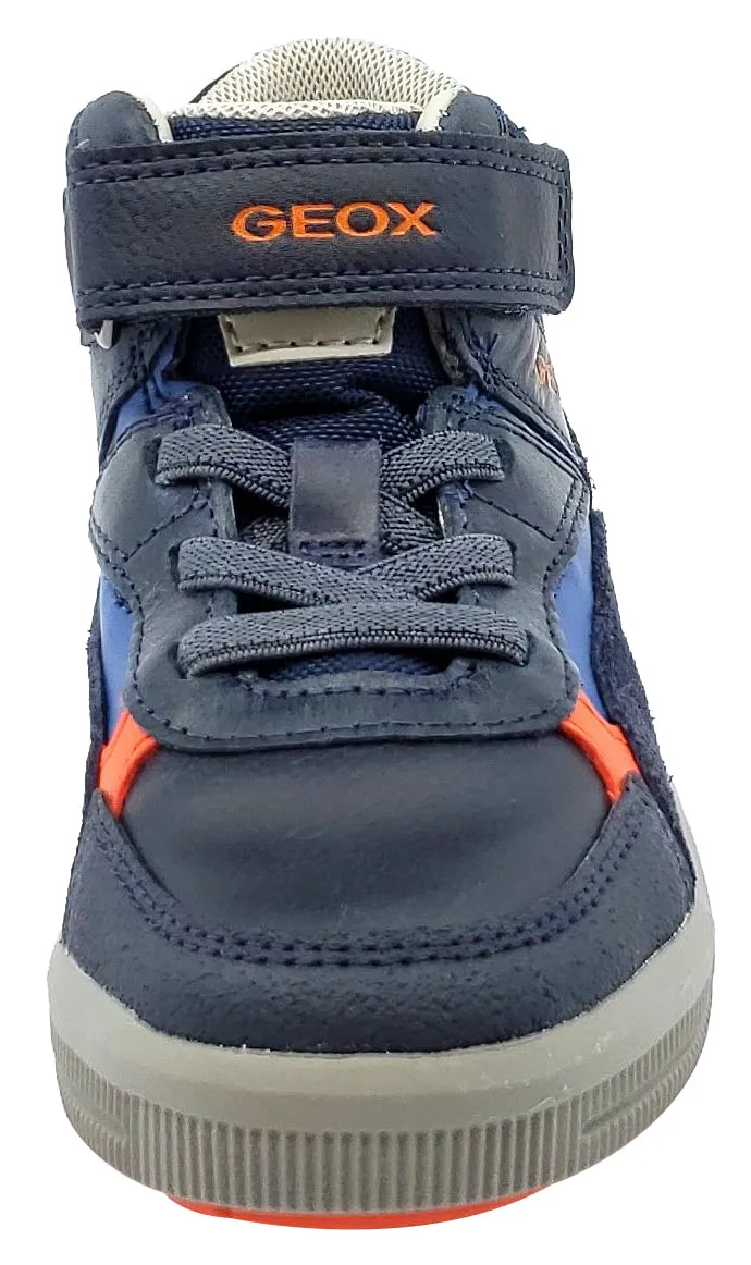 Geox Navy Grey Leather Textile Sneaker Hook and Loop Elastic Junior for Boy's Asics Sky Elite Ff Mt 3 Volleyball Shoe
