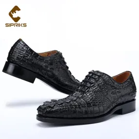 Sipriks Men's Italian Handmade Crocodile Skin Dress Oxfords Luxury Male Wedding Social Gents Suits Shoes Goodyear Welted Casual Asics Split Second 9 Wrestling Shoe