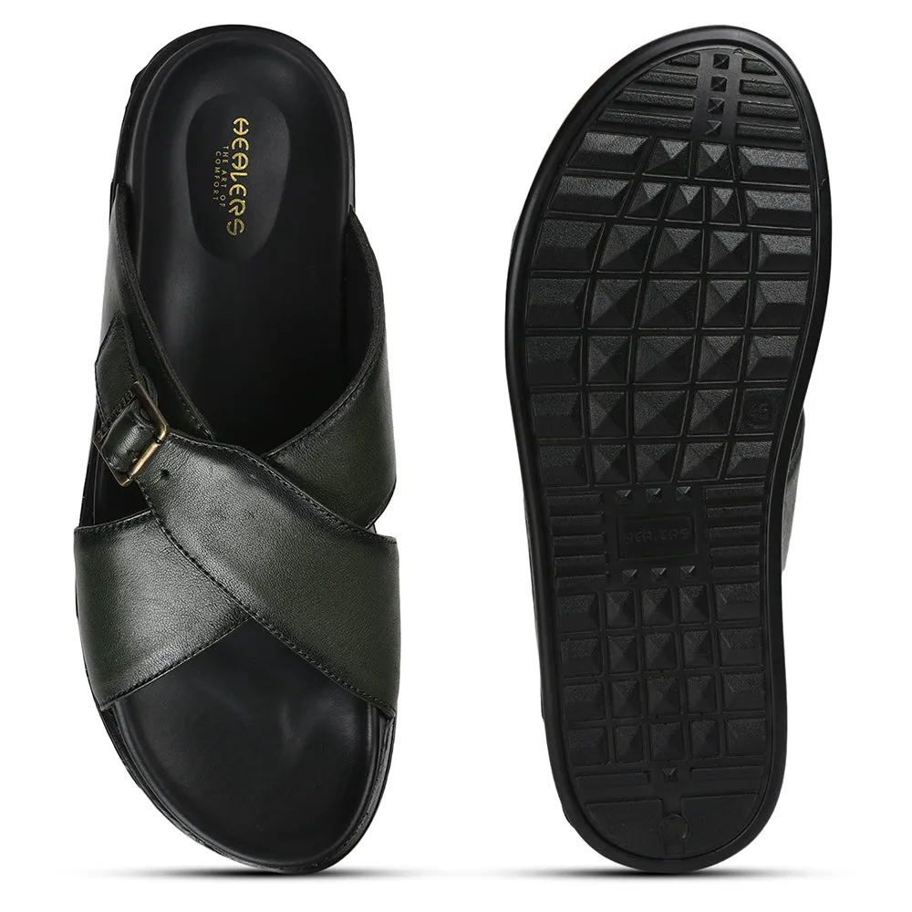 Healers By Liberty Men SOFT-1 Olgreen Casual Slippers Slides Platforms
