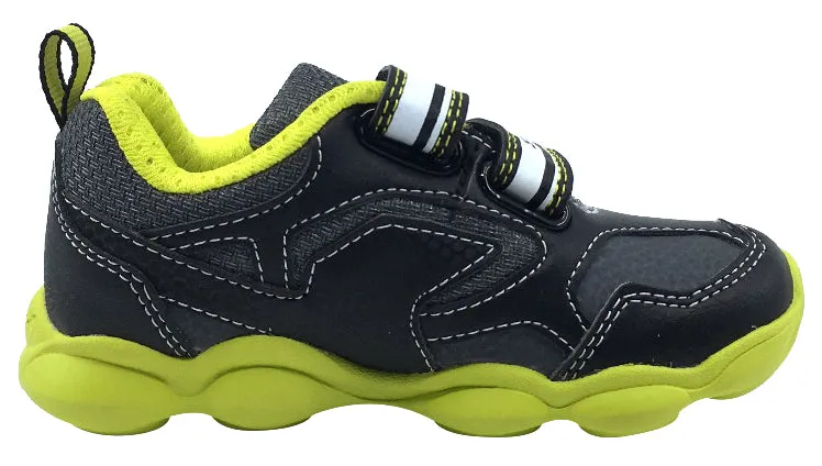 Geox Boy's Munfrey Leather Black/Lime Double Velcro Sneaker Ryka Shoes Vs Asics