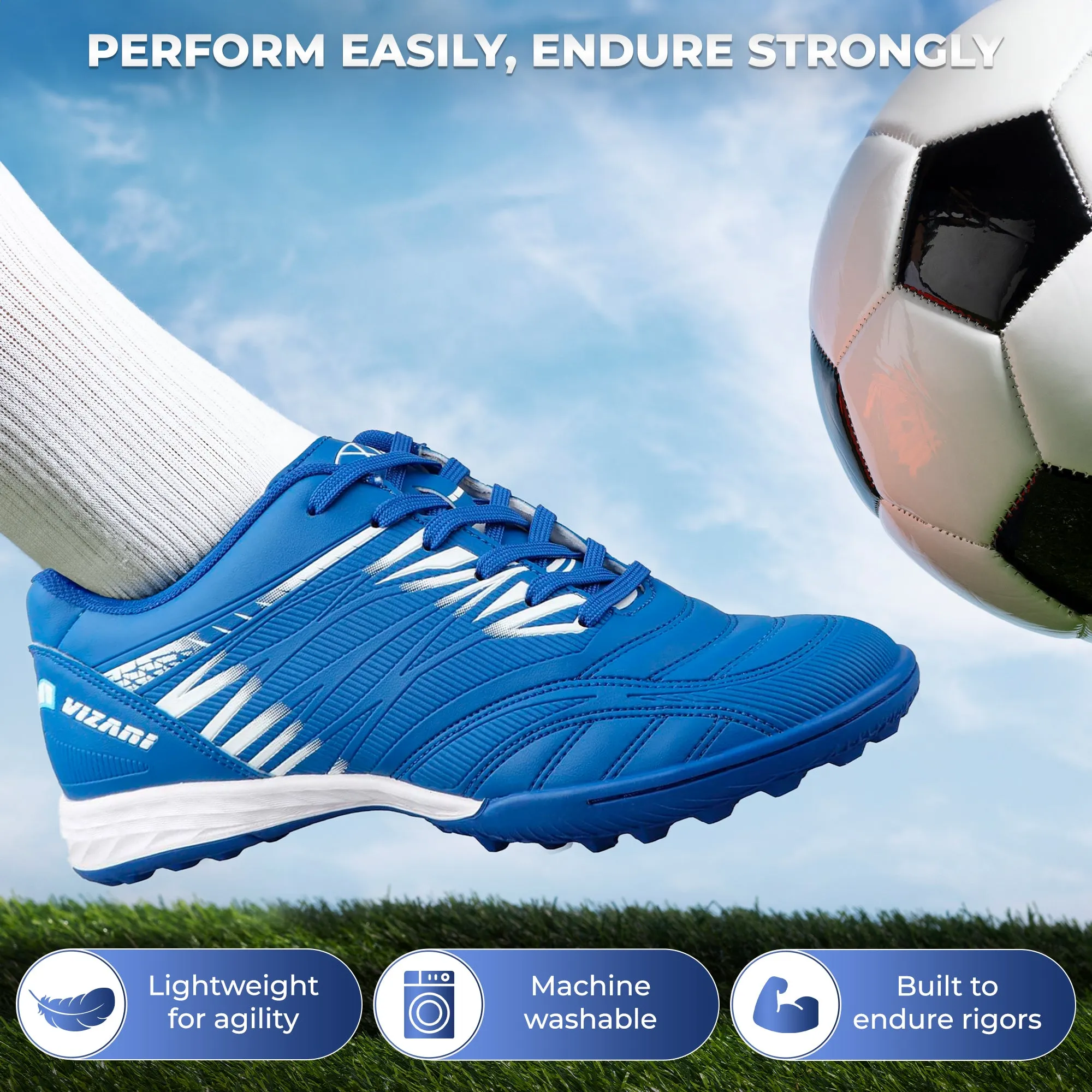 Asics Flexible Running Shoes Valencia Turf Soccer Shoes - Royal/White