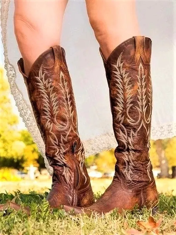 Vintage Boots Medieval Patterns Chunky Heels Vintage Boots Taylor Swift Boots