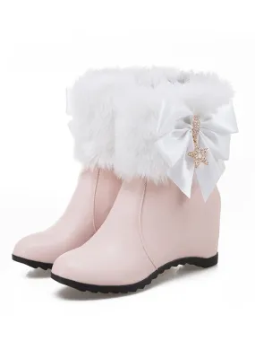 Vintage Faux Fur Bowknot Star Decor Wedge Boots Adidas D Rose 7 Shoes