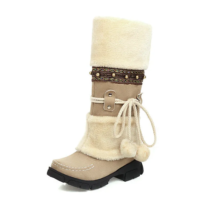 Snow Boots With Fur Vintage Winter Warm Snow Boots for Women