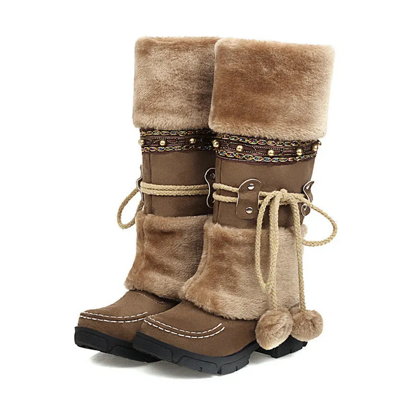 Vintage Winter Warm Snow Boots for Women Best Casual Snow Boots